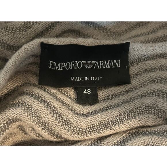 Emporio Armani Women’s Chevron Wool Blend Gray Sweater-Size 48/XL Made In Italy - Picture 4 of 7